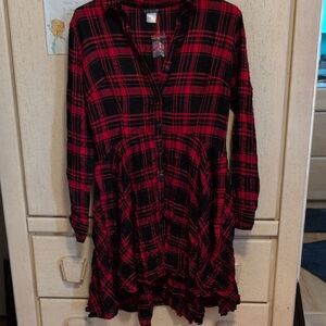 VENUS Red and Black Checkered Dress